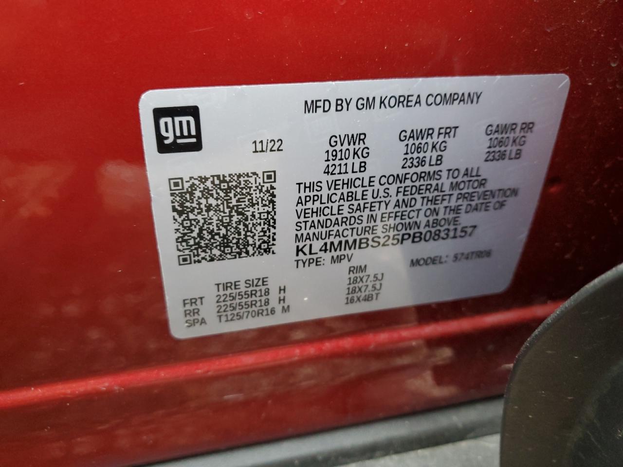 2023 BUICK ENCORE GX PREFERRED VIN:KL4MMBS25PB083157