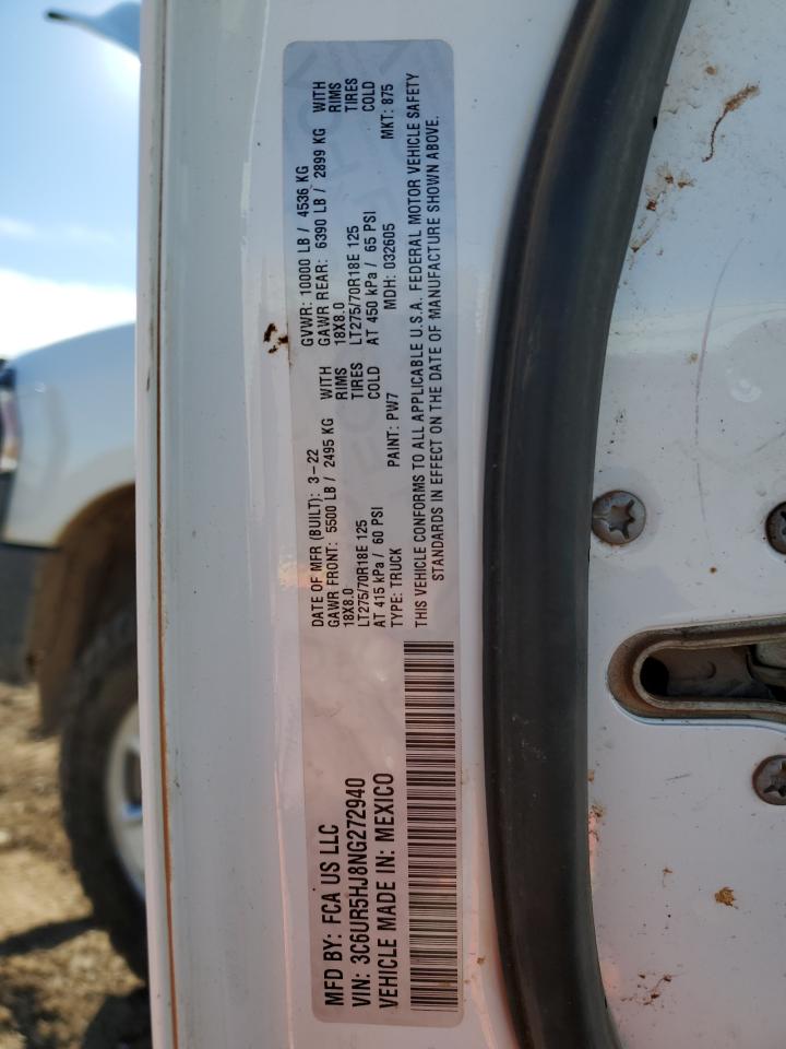 2022 RAM 2500 TRADESMAN VIN:3C6UR5HJ8NG272940