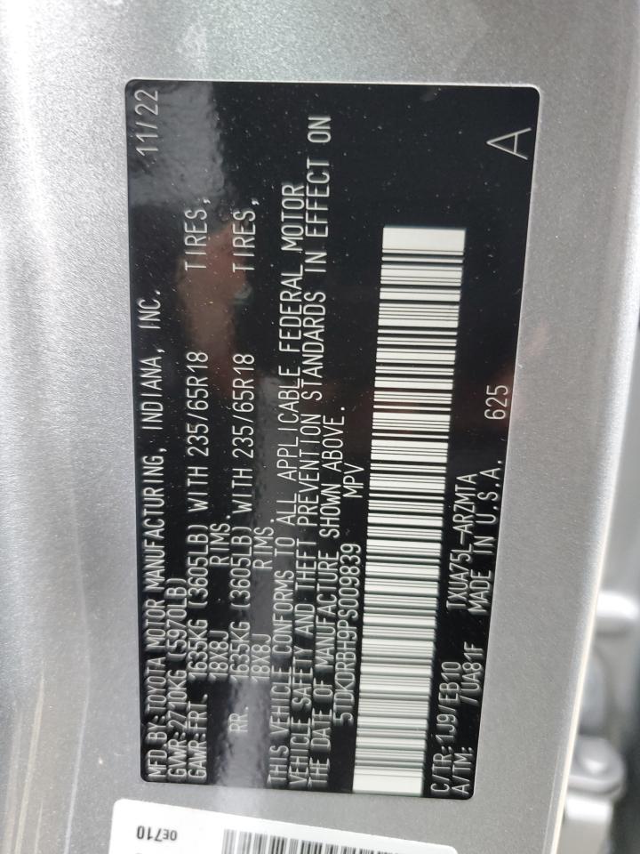 2023 TOYOTA HIGHLANDER L VIN:5TDKDRBH9PS009839