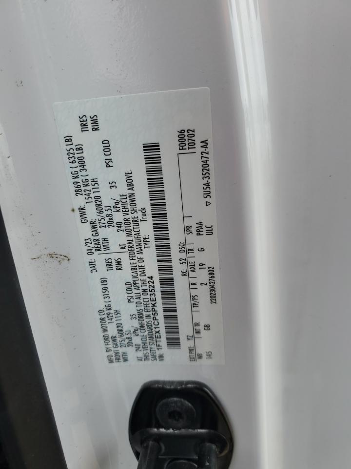 2023 FORD F150 SUPER CAB VIN:1FTEX1CP5PKE35224