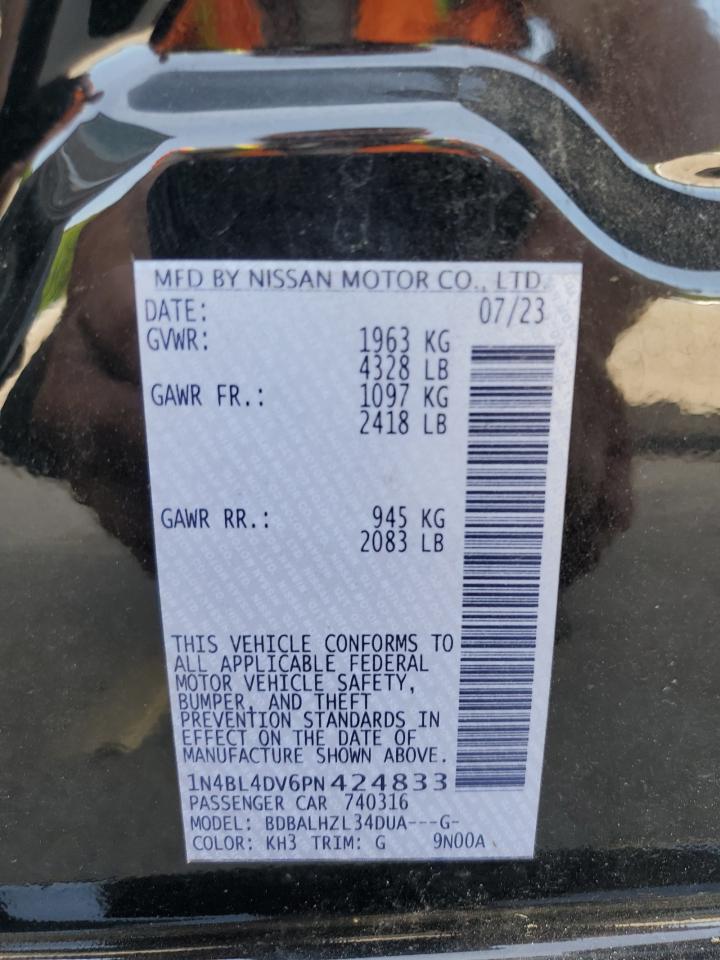 2023 NISSAN ALTIMA SV VIN:1N4BL4DV6PN424833