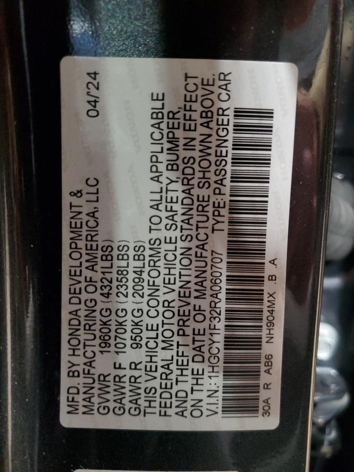 2024 HONDA ACCORD EX VIN:1HGCY1F32RA060707