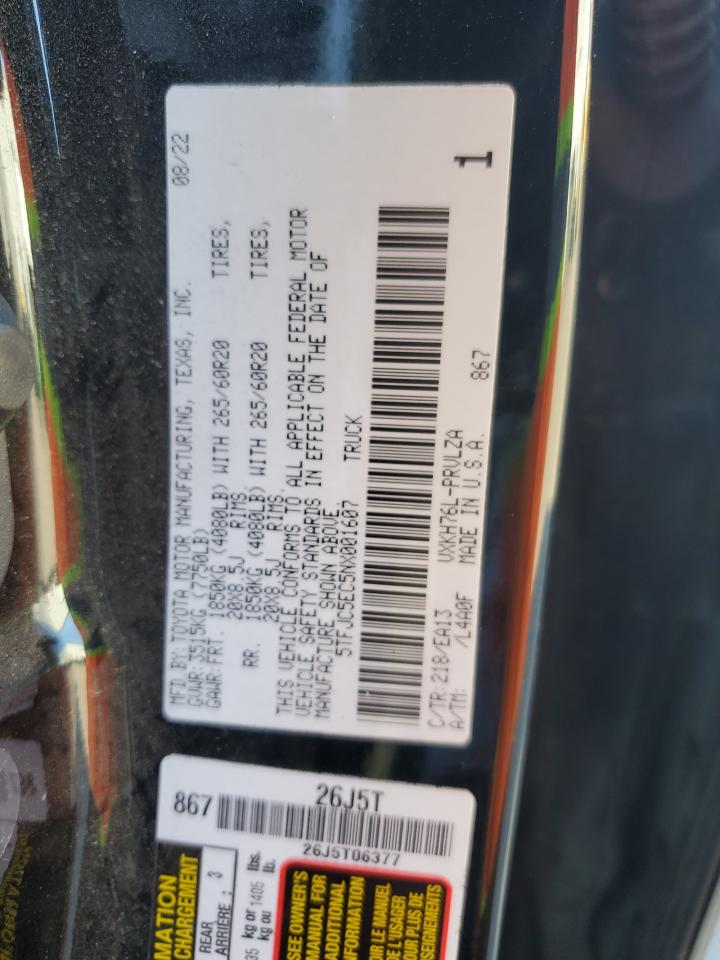 2022 TOYOTA TUNDRA CREWMAX LIMITED VIN:5TFJC5EC5NX001607