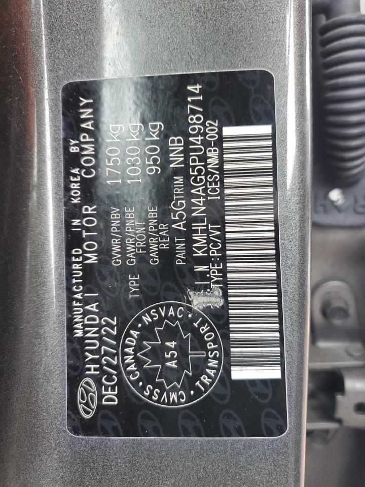 2023 HYUNDAI ELANTRA SEL VIN:KMHLN4AG5PU498714