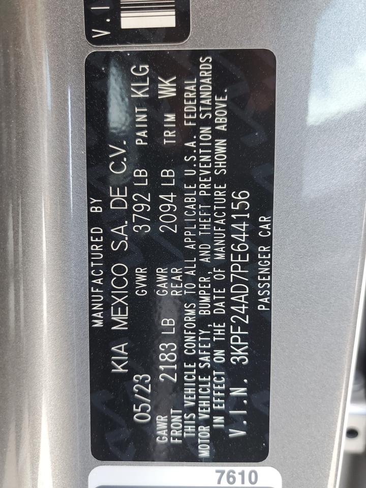 2023 KIA FORTE LX VIN:3KPF24AD7PE644156