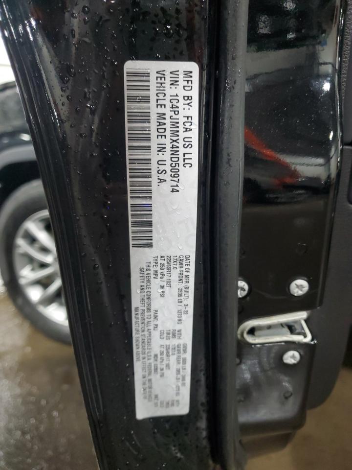 2022 JEEP CHEROKEE LATITUDE LUX VIN:1C4PJMMX4ND509714