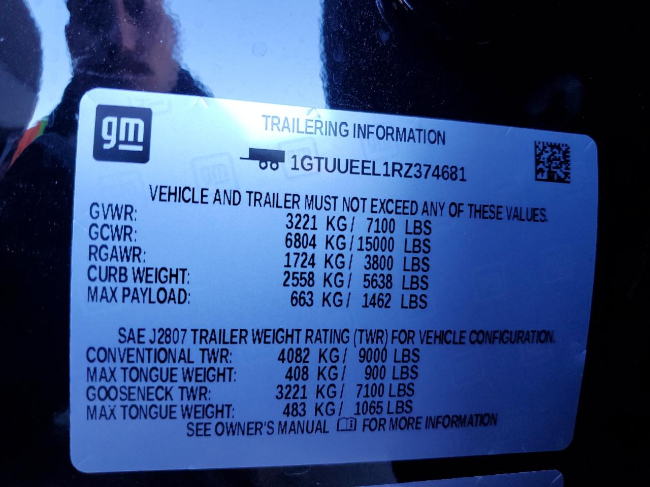 2024 GMC SIERRA K1500 AT4 VIN:1GTUUEEL1RZ374681