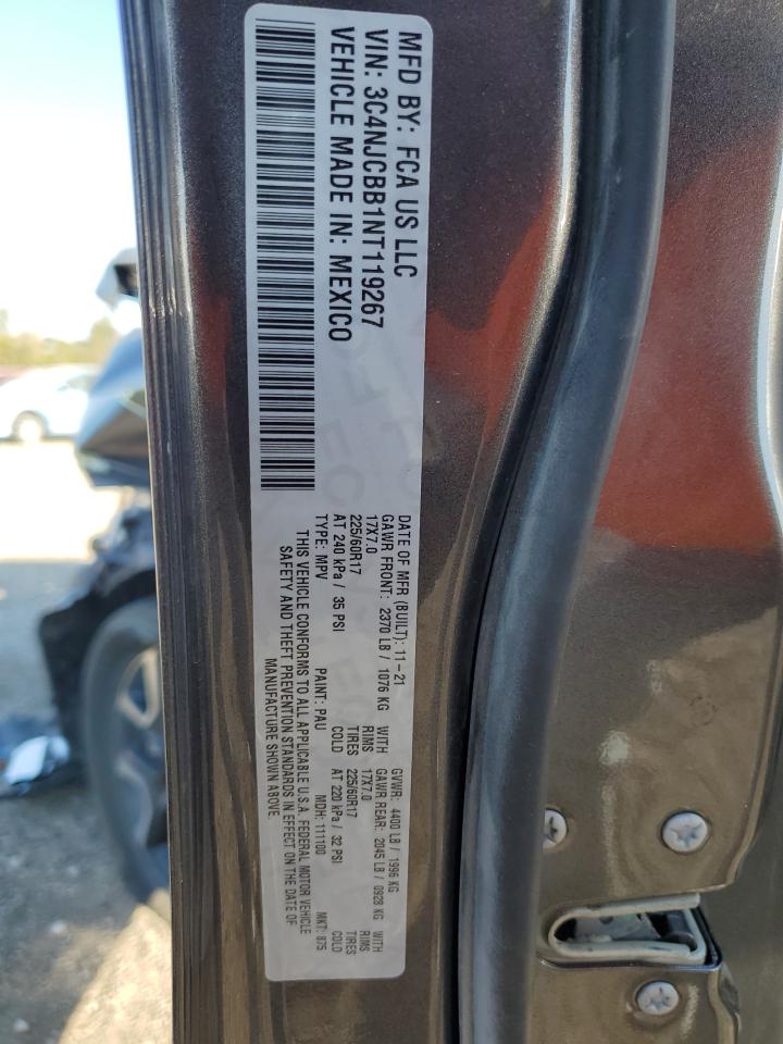 2022 JEEP COMPASS LATITUDE VIN:3C4NJCBB1NT119267