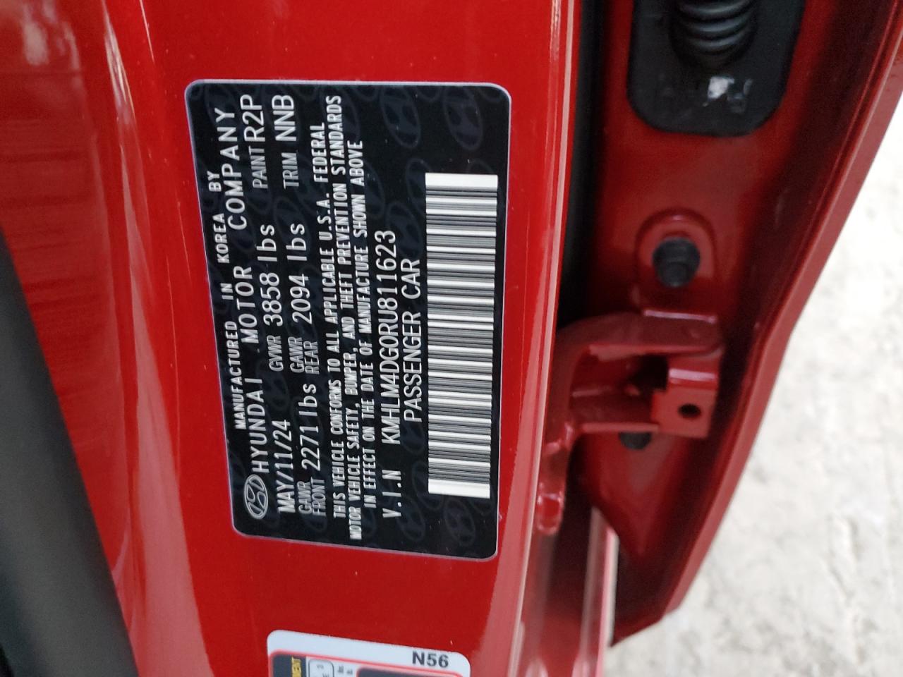 2024 HYUNDAI ELANTRA SEL VIN:KMHLM4DG0RU811623