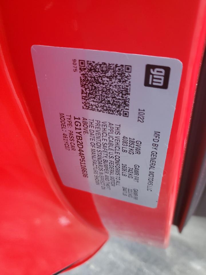 2023 CHEVROLET CORVETTE STINGRAY 2LT VIN:1G1YB2D44P5116636