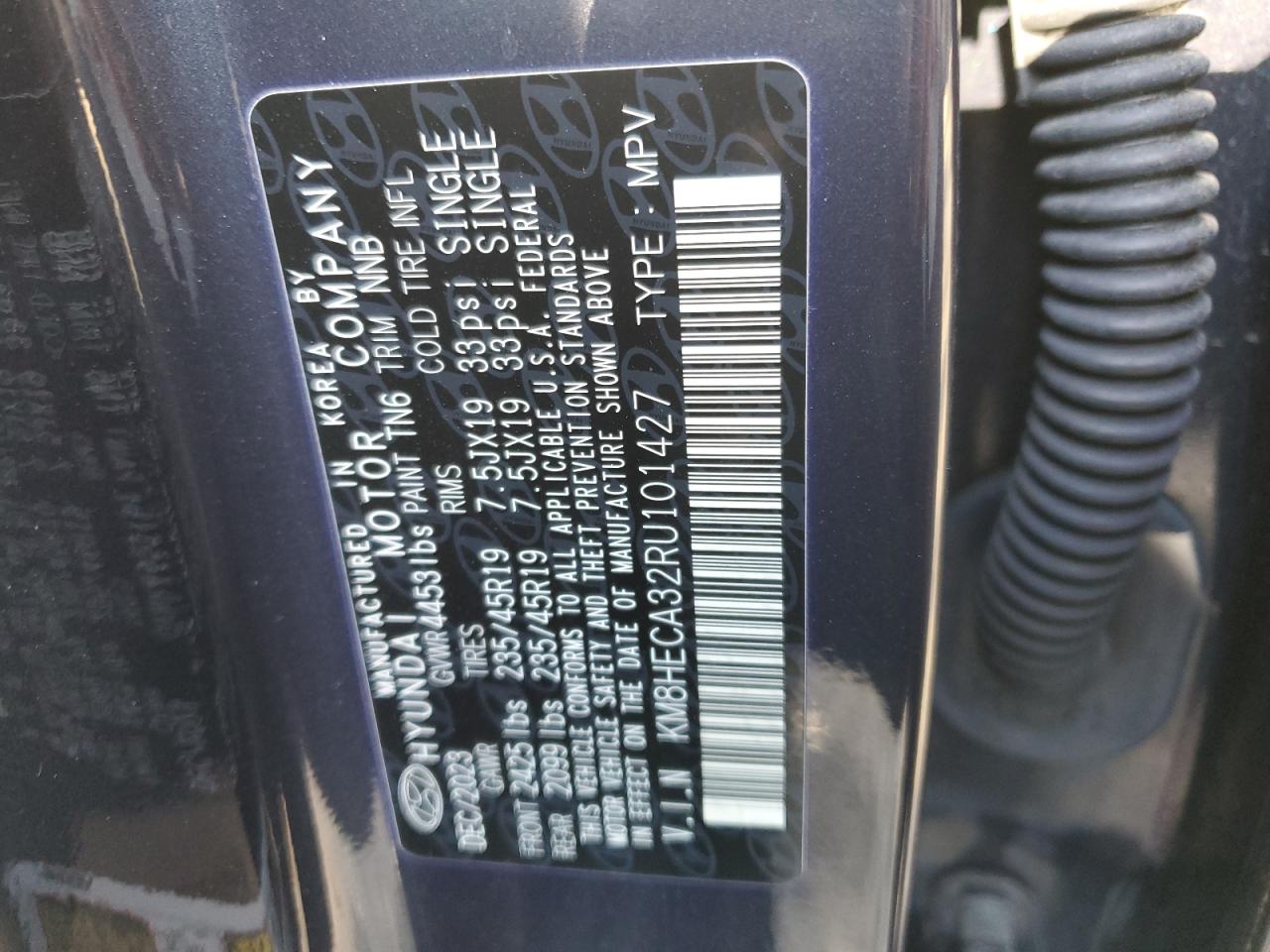 2024 HYUNDAI KONA LIMITED VIN:KM8HECA32RU101427