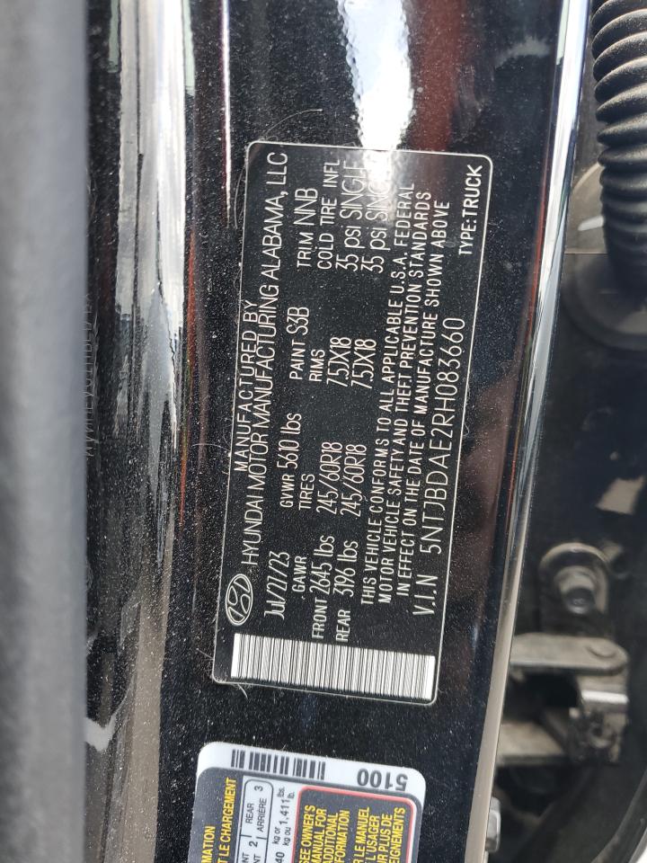 2024 HYUNDAI SANTA CRUZ SEL VIN:5NTJBDAE2RH083660