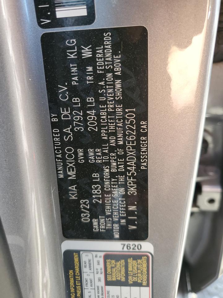 2023 KIA FORTE GT LINE VIN:3KPF54ADXPE622501