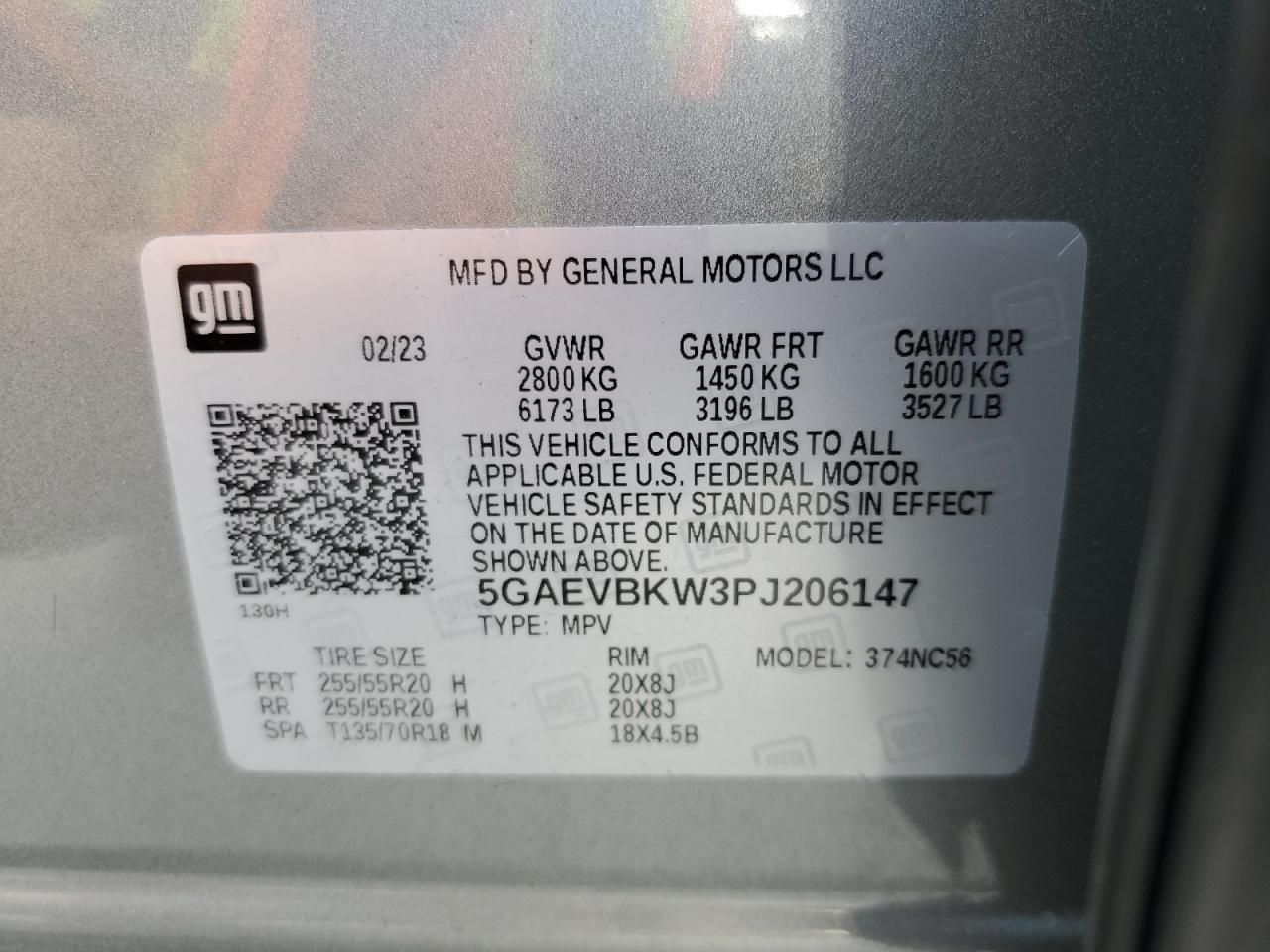 2023 BUICK ENCLAVE PREMIUM VIN:5GAEVBKW3PJ206147