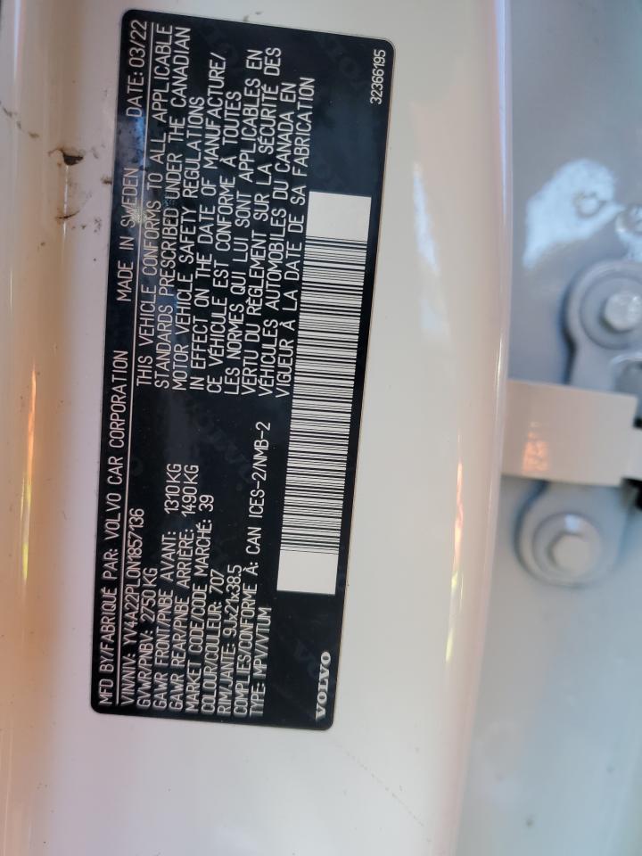 2022 VOLVO XC90 T6 INSCRIPTION VIN:YV4A22PL0N1857136