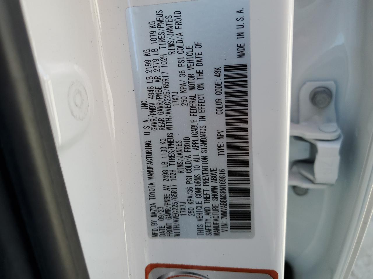 2024 MAZDA CX-50 PREFERRED VIN:7MMVABBM3RN169816