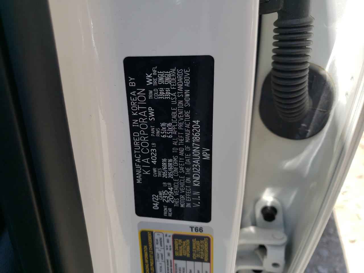 2022 KIA SOUL LX VIN:KNDJ23AU0N7186204