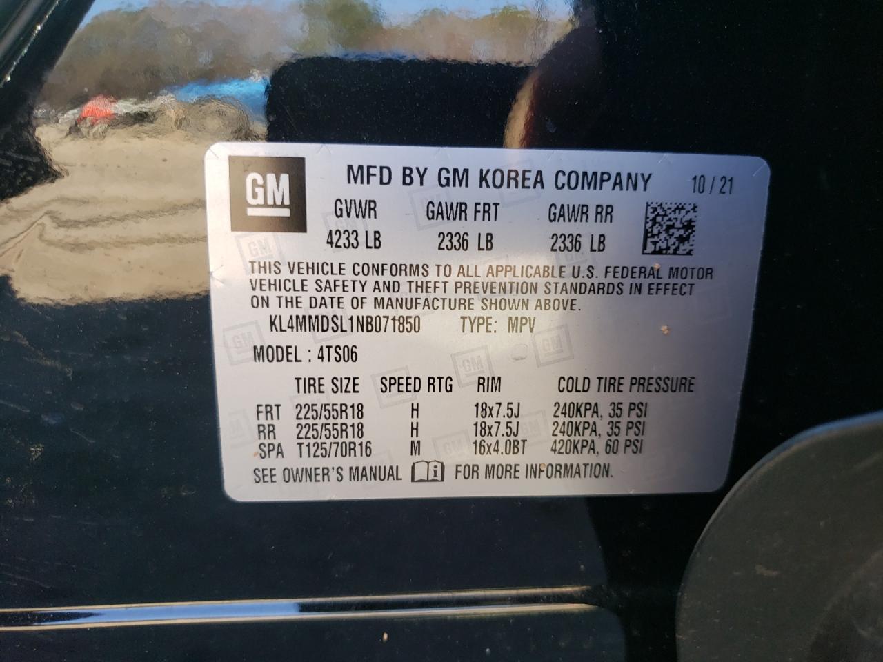 2022 BUICK ENCORE GX SELECT VIN:KL4MMDSL1NB071850