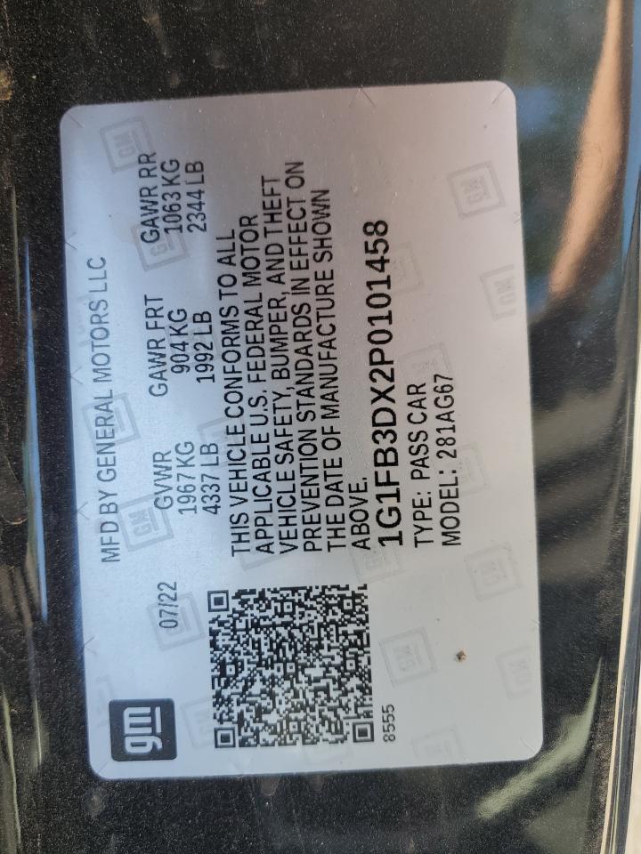 2023 CHEVROLET CAMARO LS VIN:1G1FB3DX2P0101458