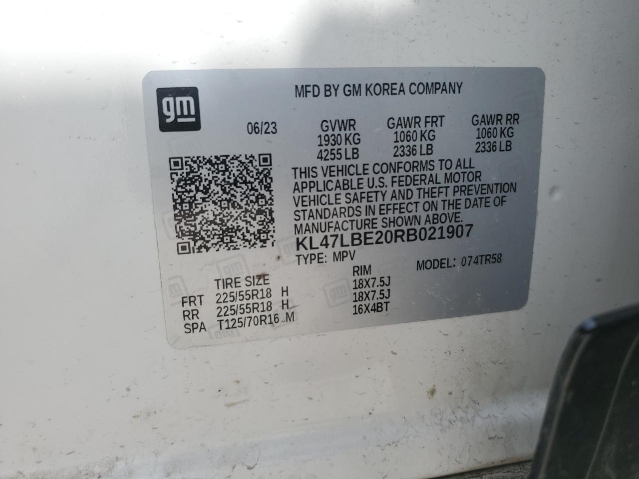 2024 BUICK ENVISTA SPORT TOURING VIN:KL47LBE20RB021907