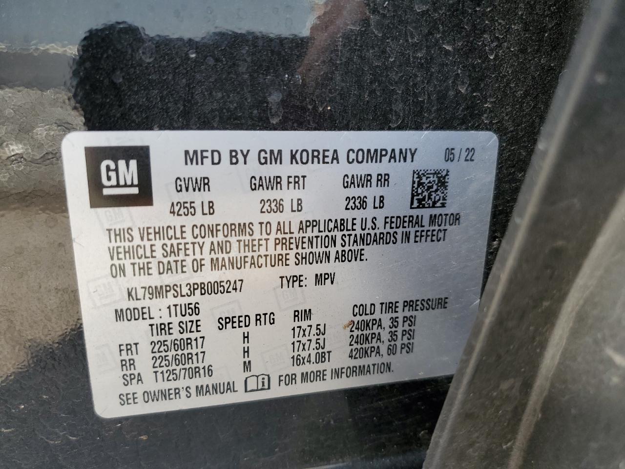 2023 CHEVROLET TRAILBLAZER LT VIN:KL79MPSL3PB005247