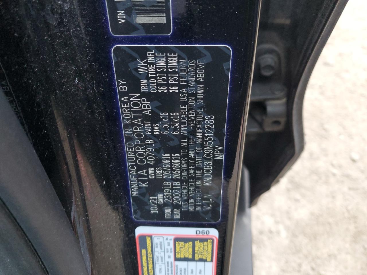 2022 KIA NIRO LX VIN:KNDCB3LC9N5512283