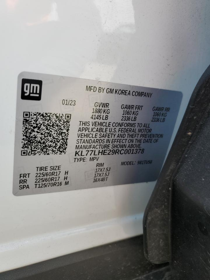 2024 CHEVROLET TRAX 1LT VIN:KL77LHE29RC001378