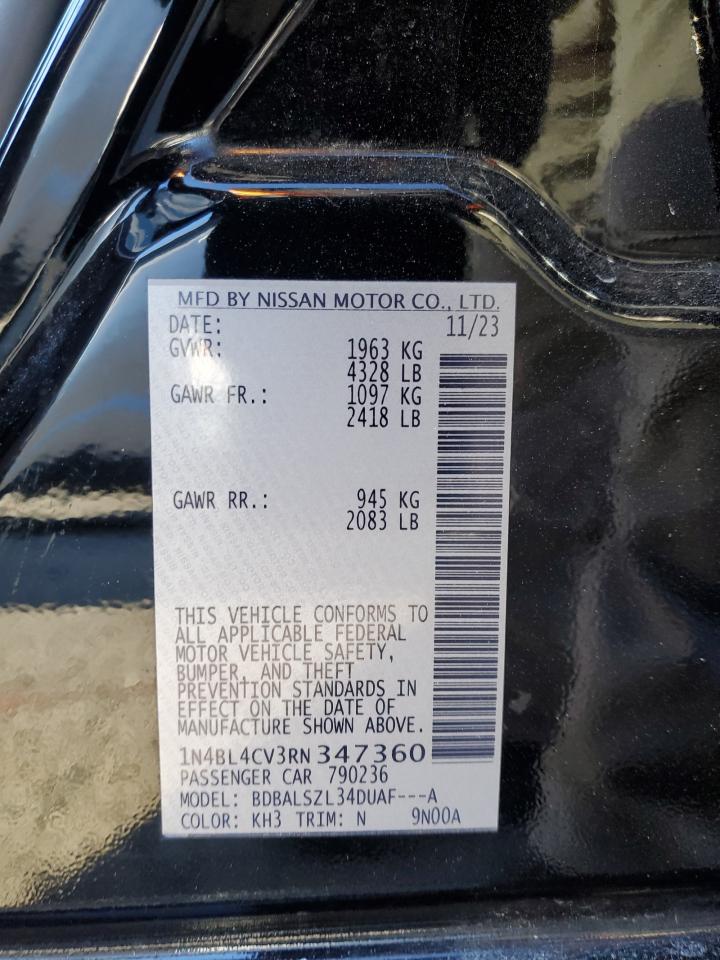 2024 NISSAN ALTIMA SR VIN:1N4BL4CV3RN347360