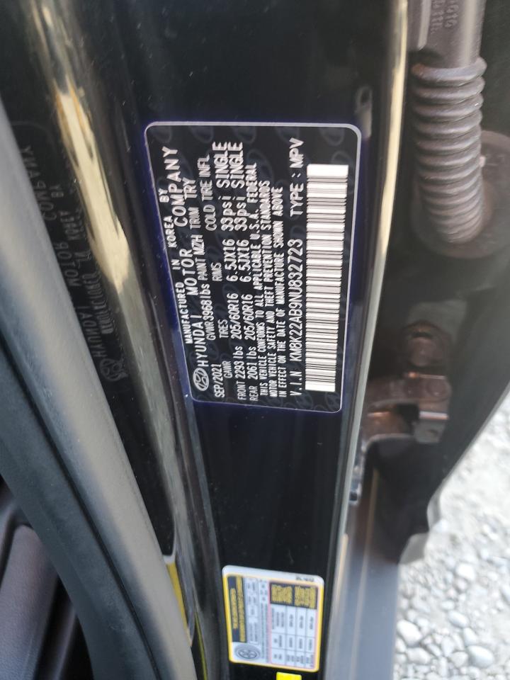 2022 HYUNDAI KONA SEL VIN:KM8K22AB9NU832723