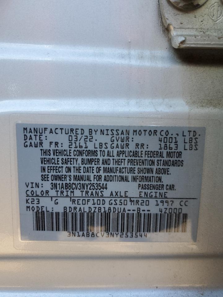2022 NISSAN SENTRA SV VIN:3N1AB8CV3NY253544