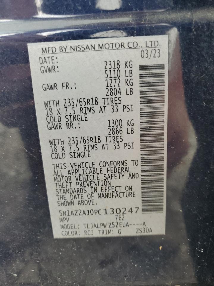 2023 NISSAN MURANO S VIN:5N1AZ2AJ0PC130247