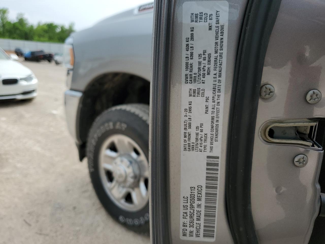 2023 RAM 2500 TRADESMAN VIN:3C6UR5CJ9PG503113