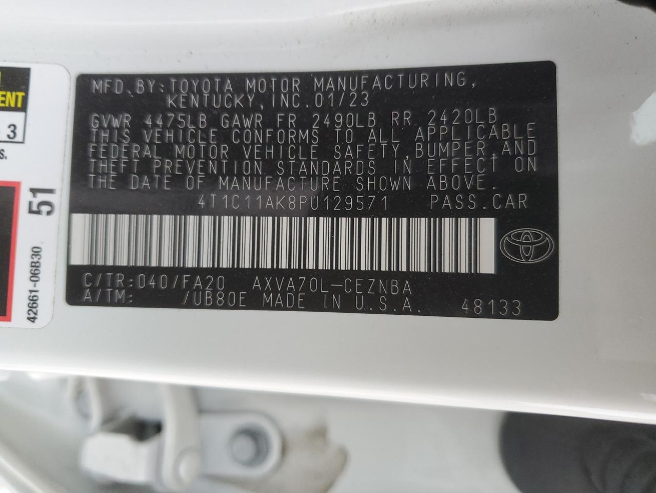 2023 TOYOTA CAMRY LE VIN:4T1C11AK8PU129571