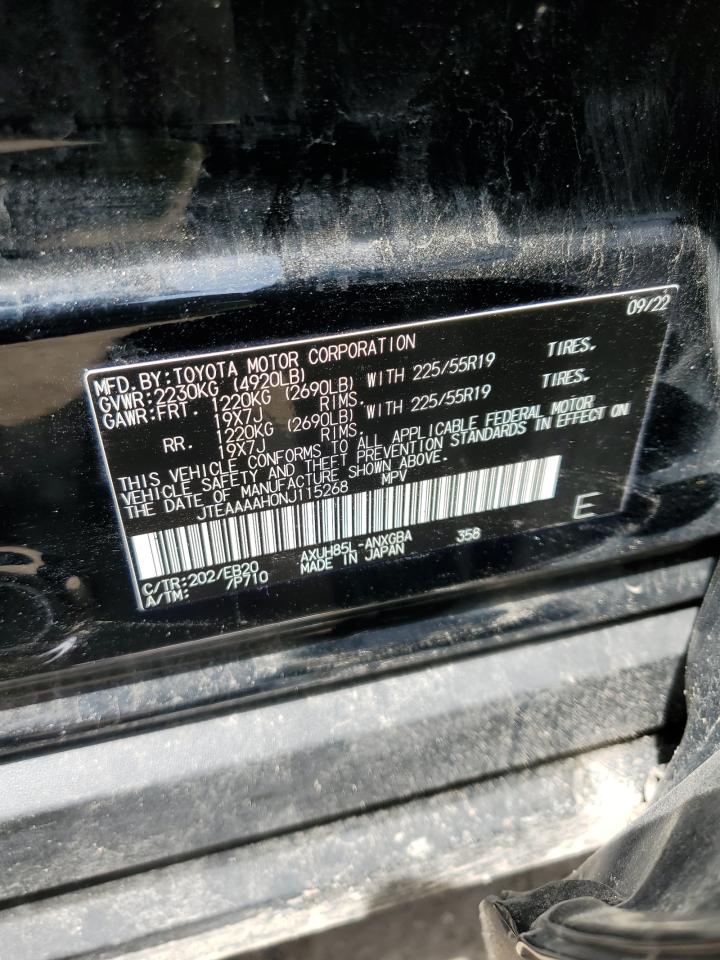 2022 TOYOTA VENZA LE VIN:JTEAAAAH0NJ115268
