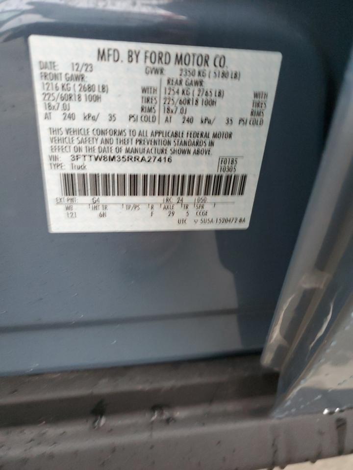 2024 FORD MAVERICK LARIAT VIN:3FTTW8M35RRA27416