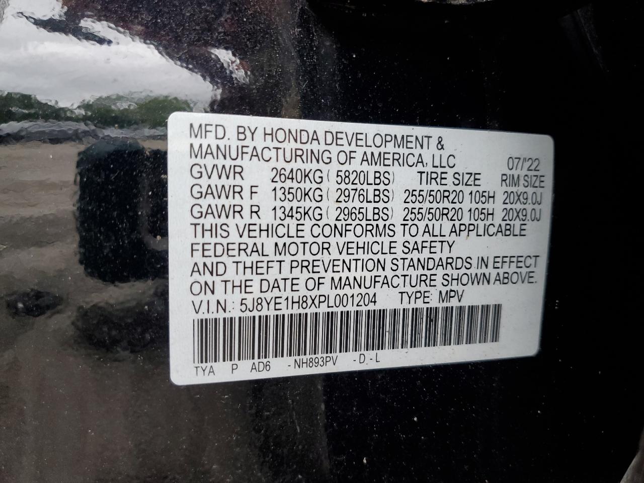 2023 ACURA MDX ADVANCE VIN:5J8YE1H8XPL001204