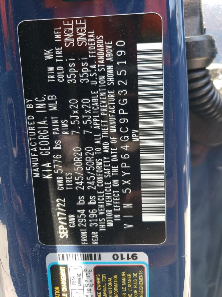2023 KIA TELLURIDE S VIN:5XYP64GC9PG325190