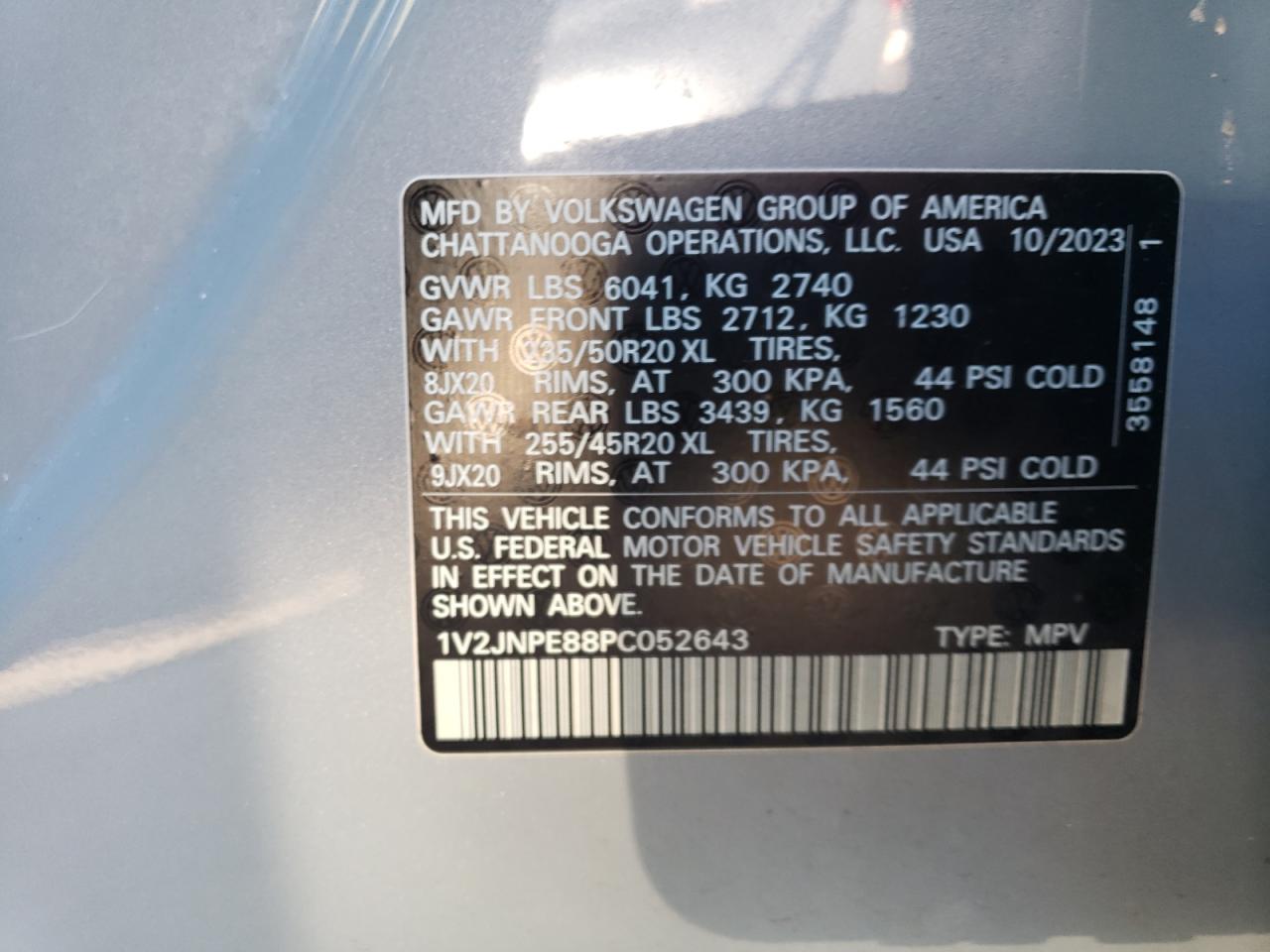 2023 VOLKSWAGEN ID.4 PRO S PLUS VIN:1V2JNPE88PC052643