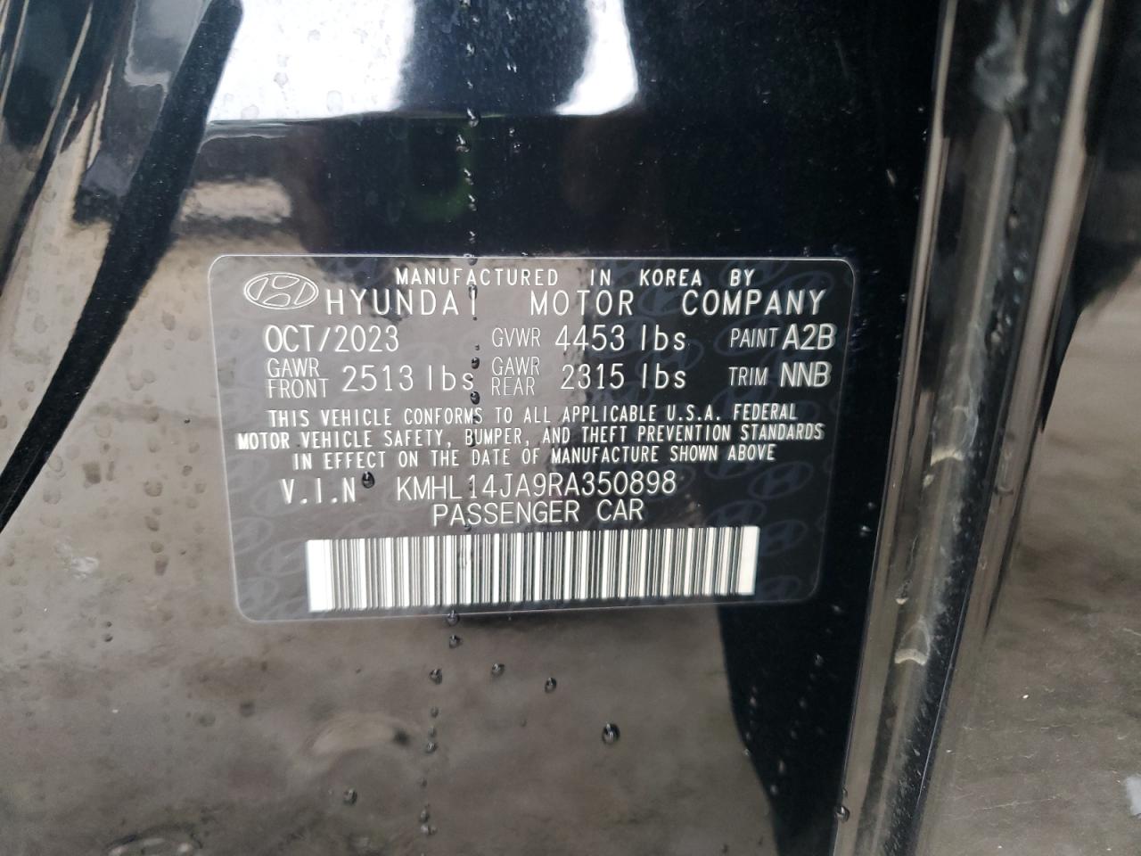 2024 HYUNDAI SONATA SEL VIN:KMHL14JA9RA350898