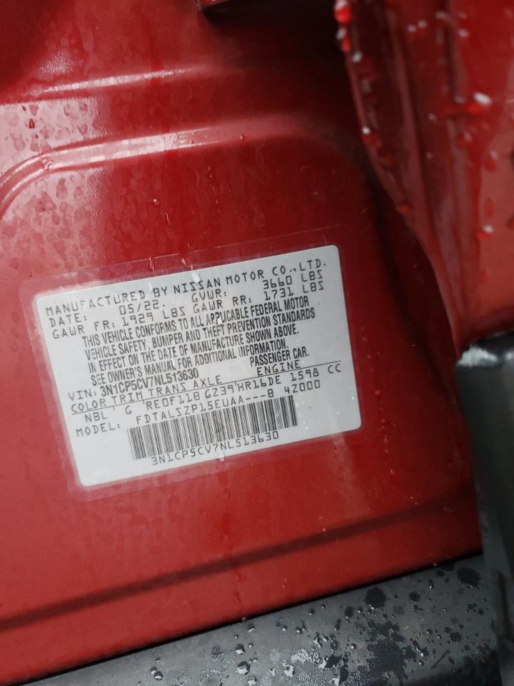 2022 NISSAN KICKS SV VIN:3N1CP5CV7NL513630