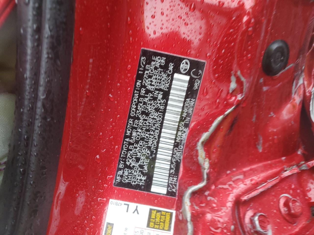 2024 TOYOTA PRIUS LE VIN:JTDADABU7R3011815