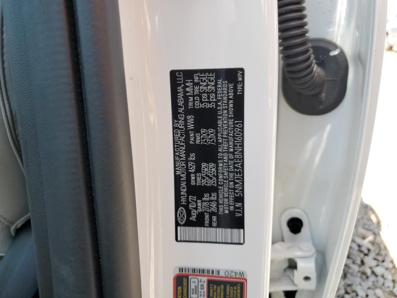 2022 HYUNDAI TUCSON LIMITED VIN:5NMJE3AE8NH160961