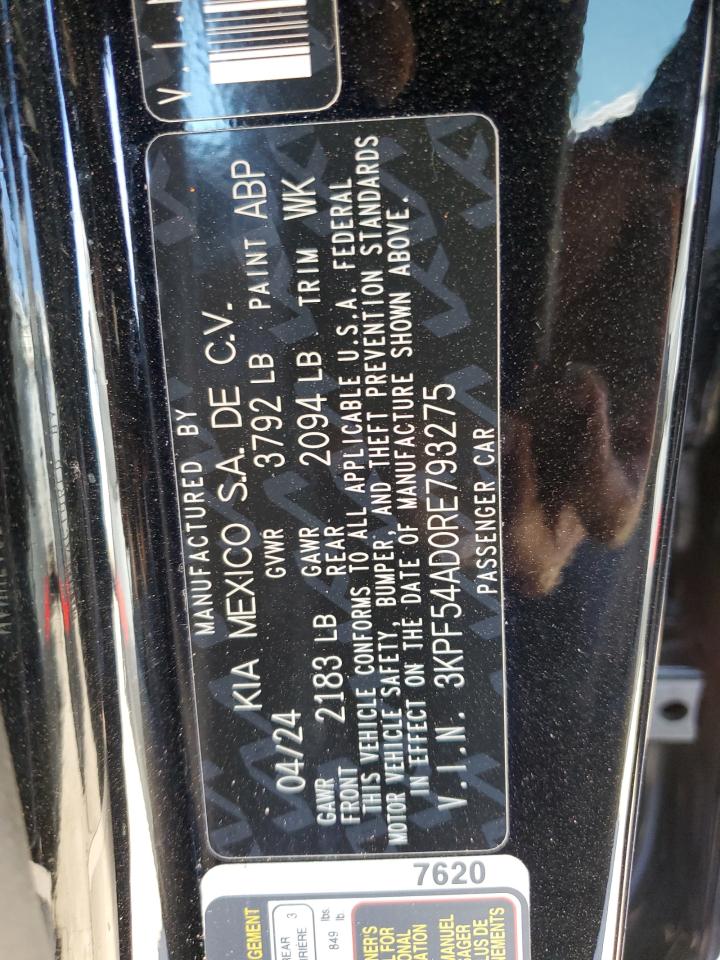 2024 KIA FORTE GT LINE VIN:3KPF54AD0RE793275