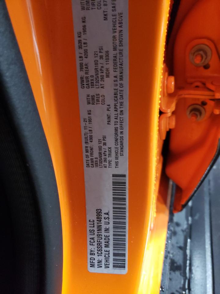 2022 RAM 1500 TRX VIN:1C6SRFU91NN148993