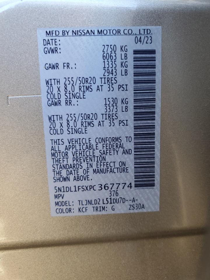 2023 INFINITI QX60 LUXE VIN:5N1DL1FSXPC367774