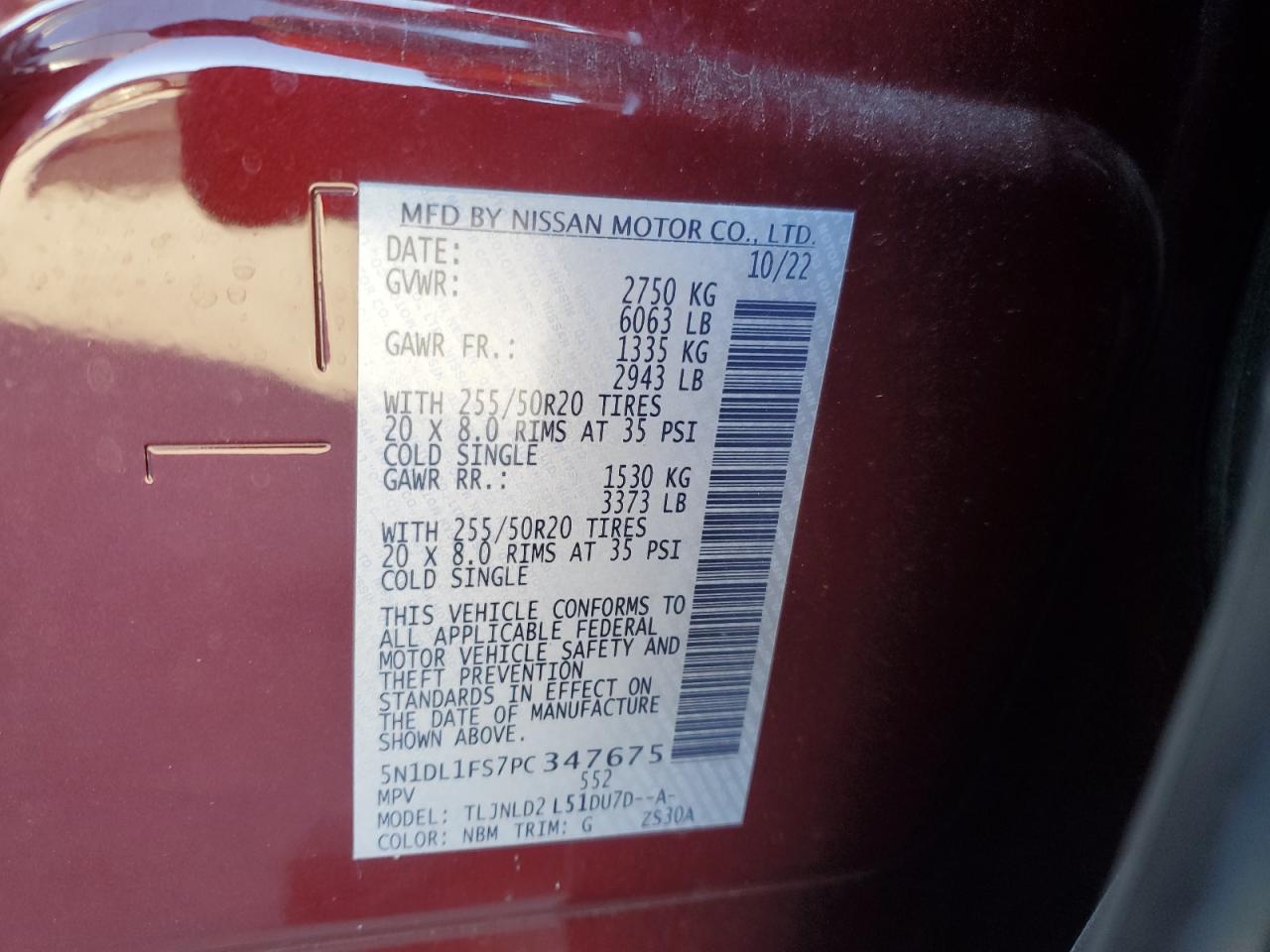 2023 INFINITI QX60 LUXE VIN:5N1DL1FS7PC347675