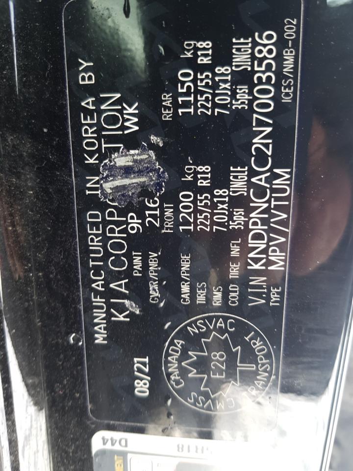 2022 KIA SPORTAGE EX VIN:KNDPNCAC2N7003586