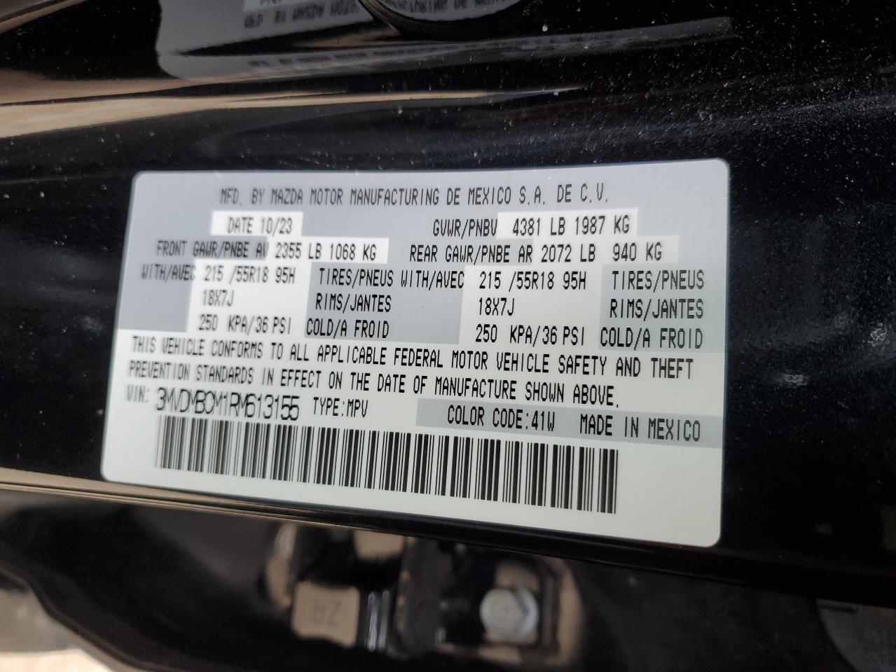 2024 MAZDA CX-30 PREFERRED VIN:3MVDMBCM1RM613155