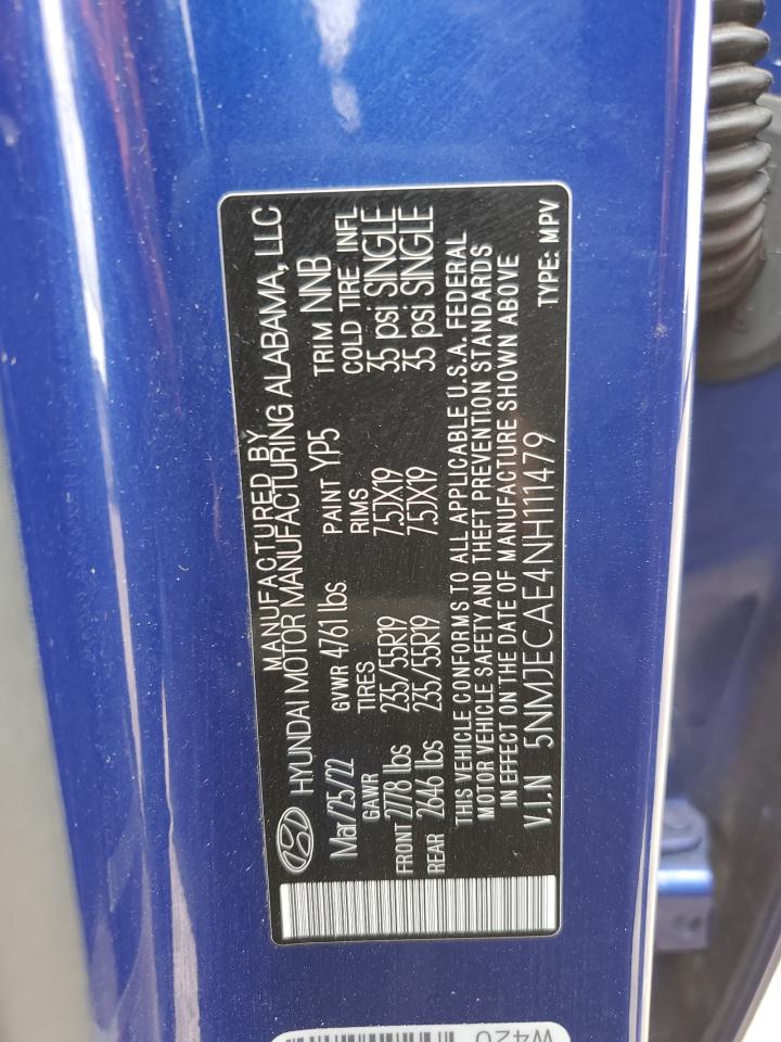 2022 HYUNDAI TUCSON LIMITED VIN:5NMJECAE4NH111479