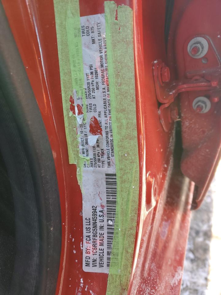 2022 RAM 1500 BIG HORN/LONE STAR VIN:1C6RRFBG5NN459942